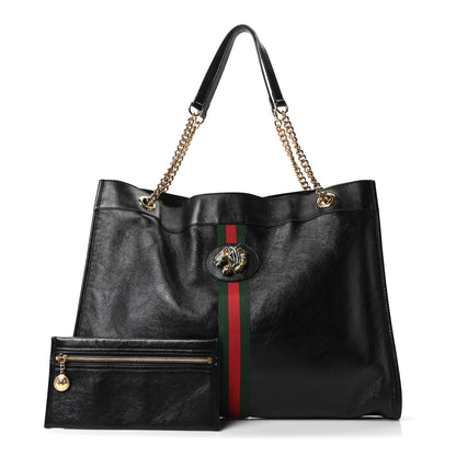 Gucci Calfskin Large Rajah Chain Tote Black 3 of 11