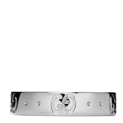 Gucci 18K White Gold 4mm Icon Thin Band Ring 49 4.75 1 of 3