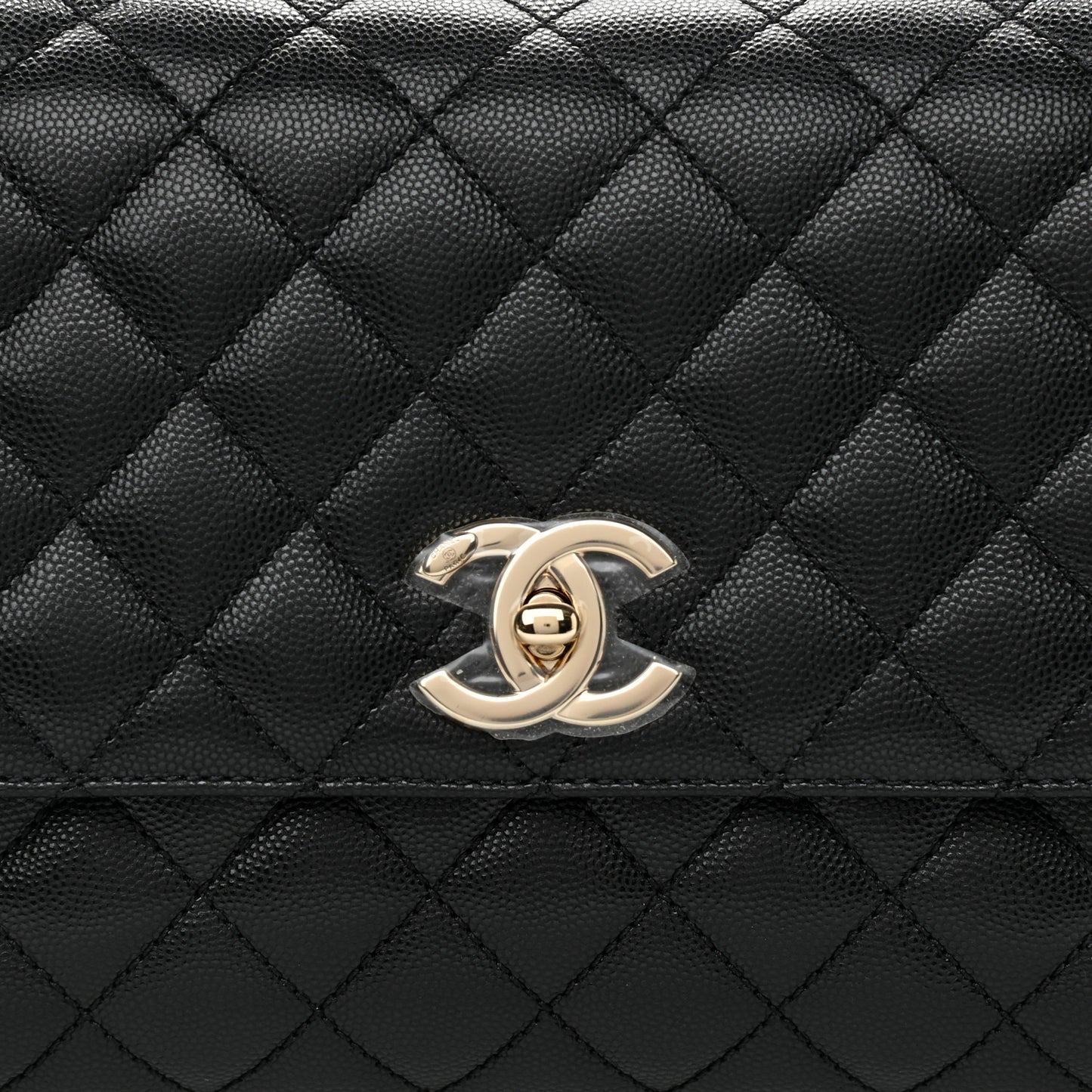 Caviar Quilted Small Coco Handle Flap Black