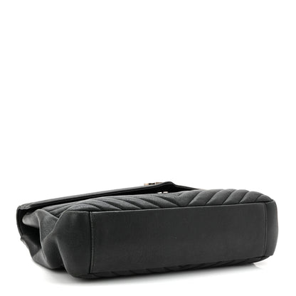 Saint Laurent Sheepskin Matelasse Chevron Monogram Large College Satchel Black 4 of 10