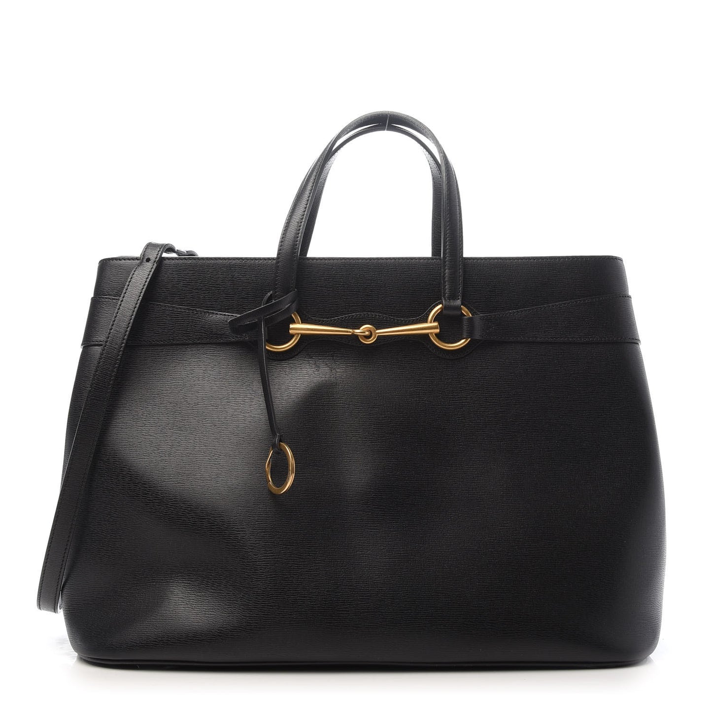 Textured Calfskin Large Bright Bit Tote Black
