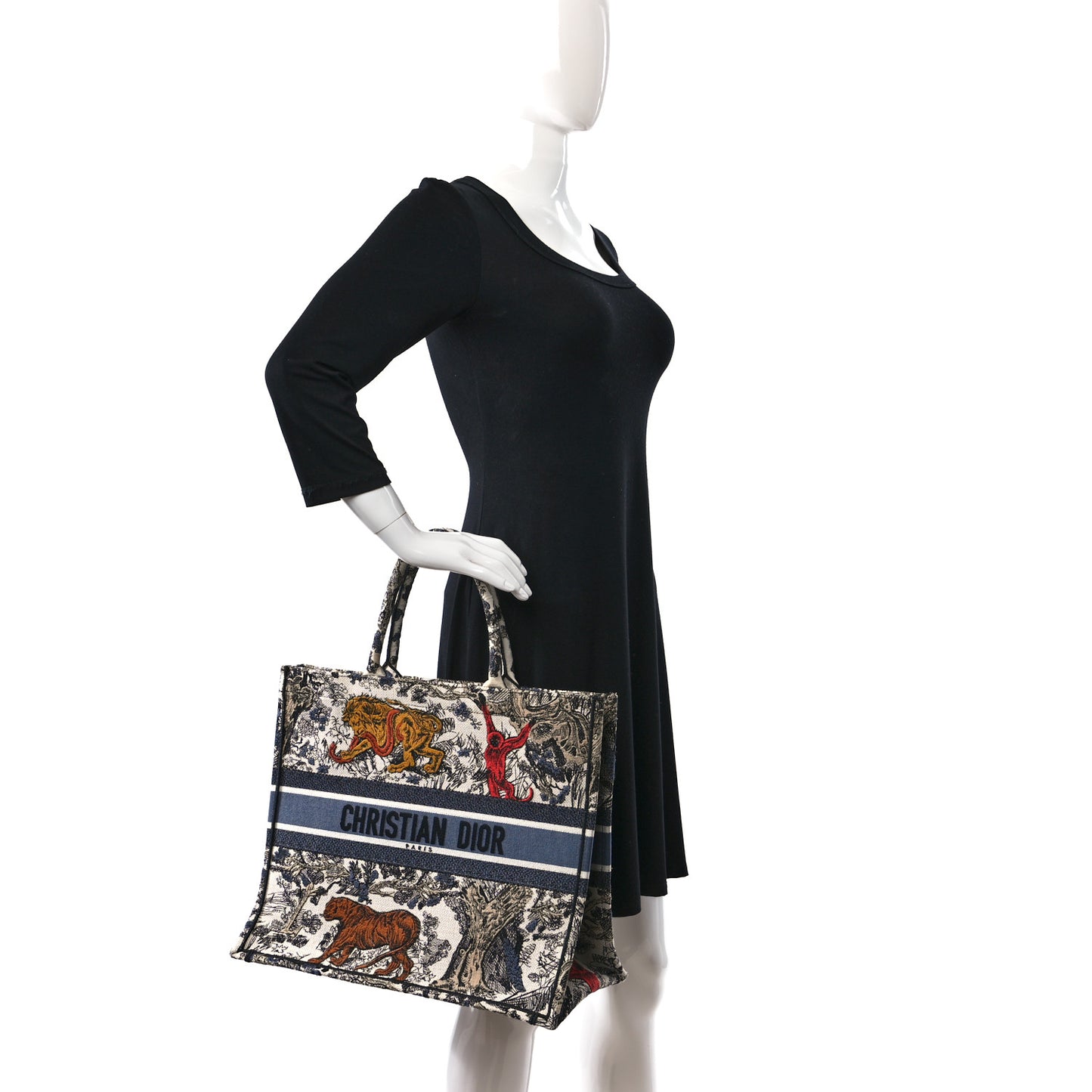 Canvas Embroidered Large Dioriviera Toile De Jouy Book Tote Multicolor