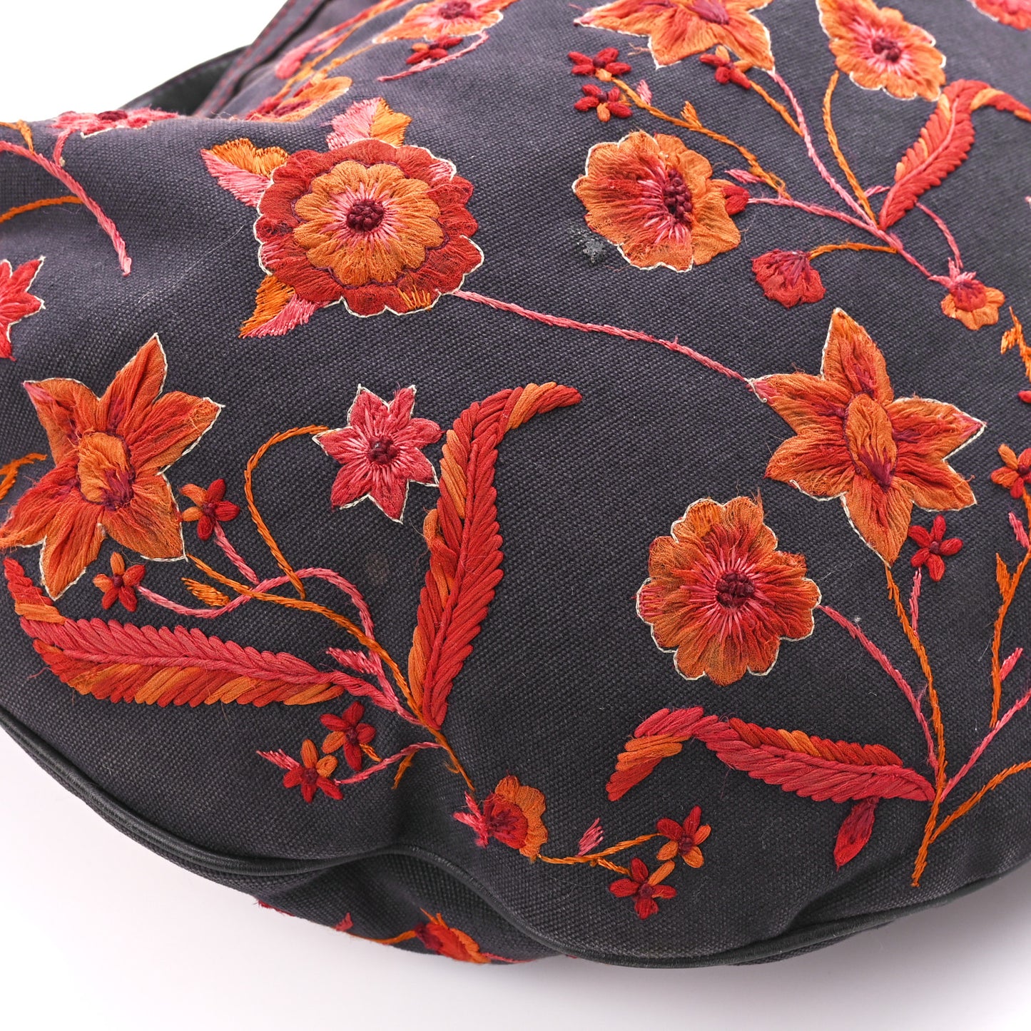 Canvas Embroidered Large Wave Hobo Blue Red