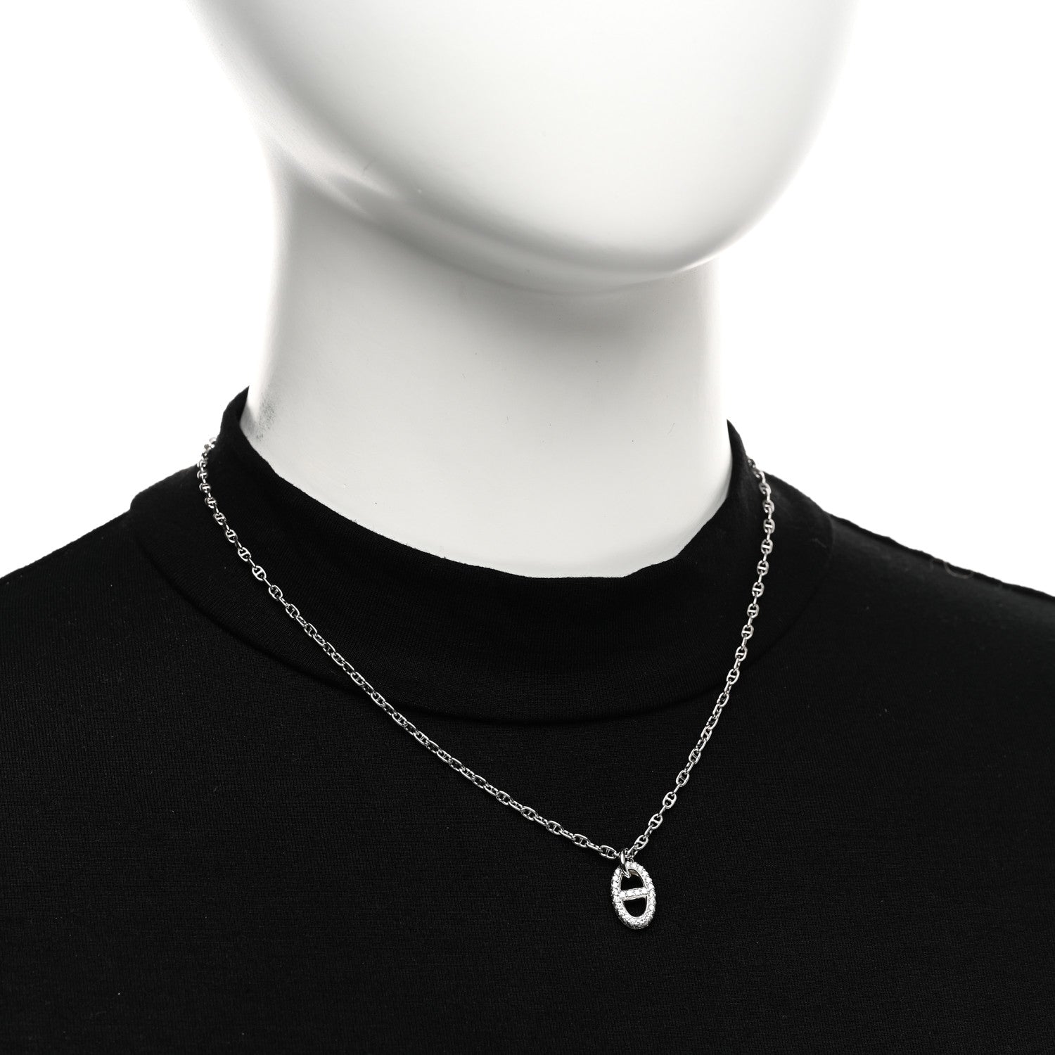 Hermes 18K White Gold Diamond New Farandole Pendant Necklace 2 of 5