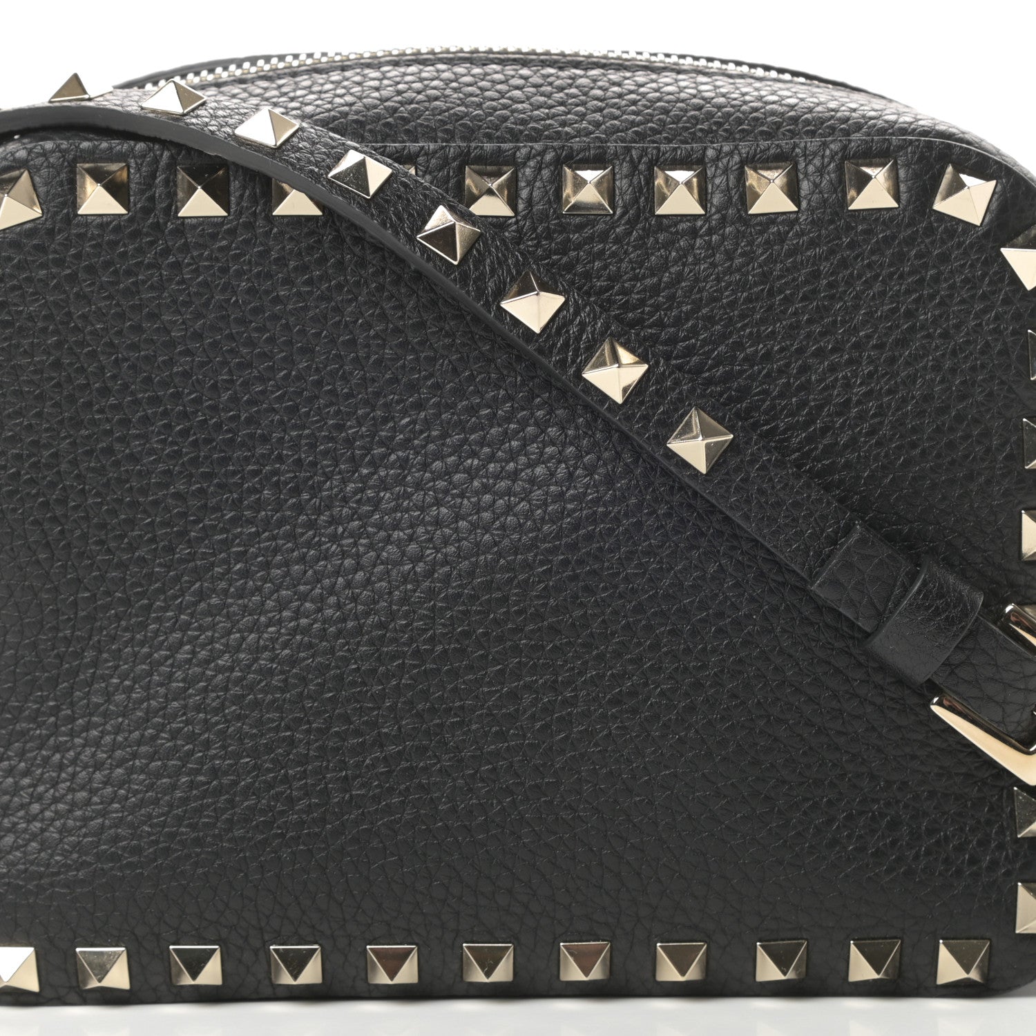 Valentino Garavani Pebbled Calfskin Rockstud Camera Crossbody Bag Black 7 of 9