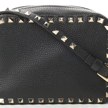 Valentino Garavani Pebbled Calfskin Rockstud Camera Crossbody Bag Black 7 of 9