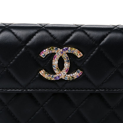 Chanel Lambskin Quilted Zirconium Clutch With Chain Black 11 of 14