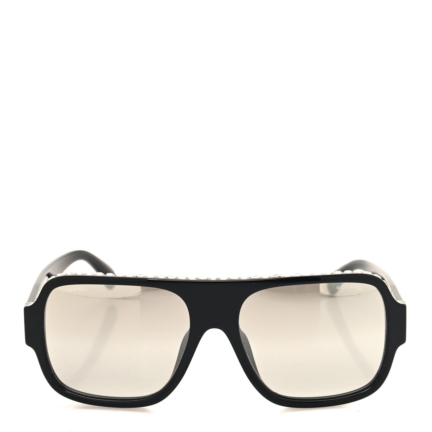 Acetate Crystal CC Shield Sunglasses 71431A Black Grey