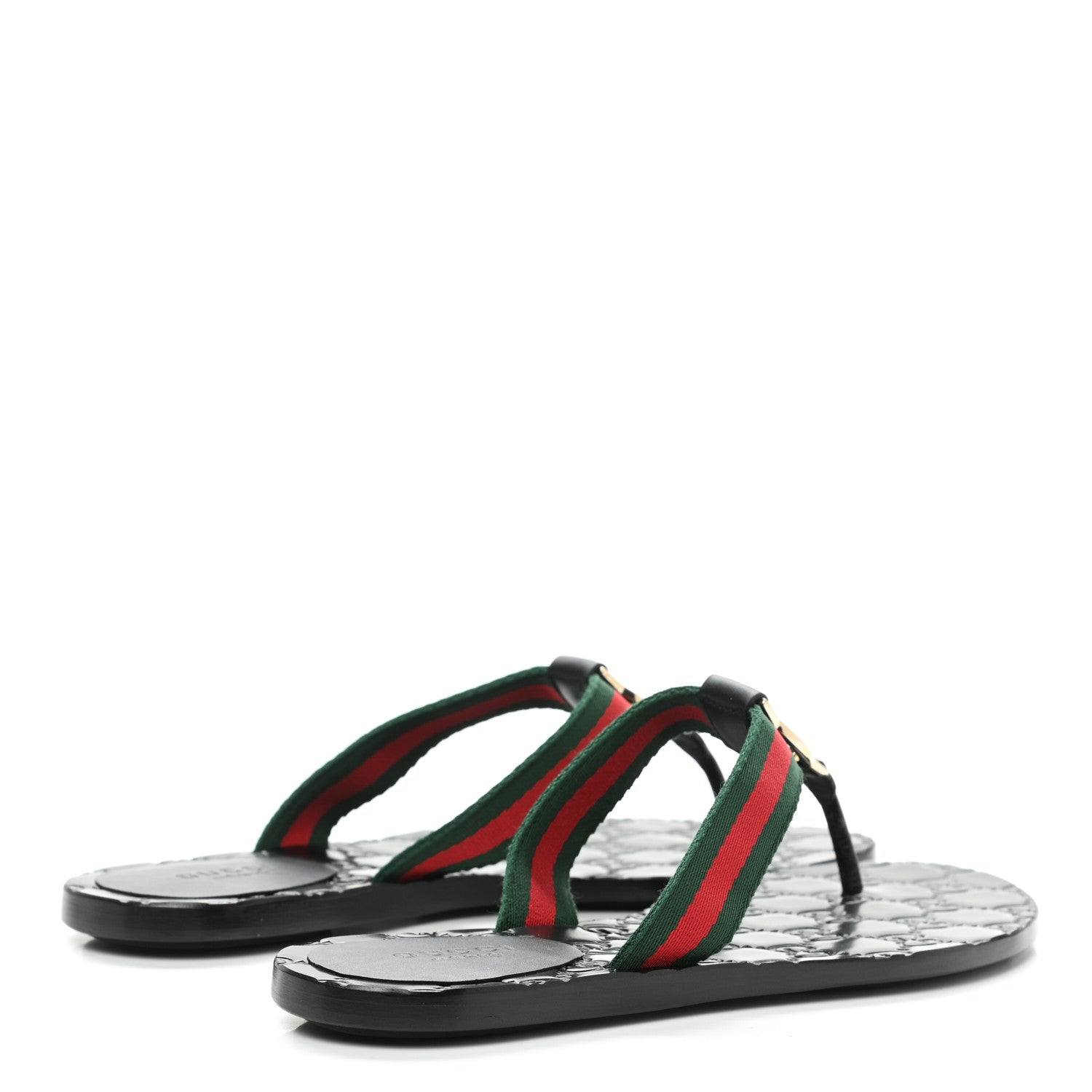 Gucci Nylon Guccissima Web Womens Thong Sandals 35 Green Red Black 4 of 8