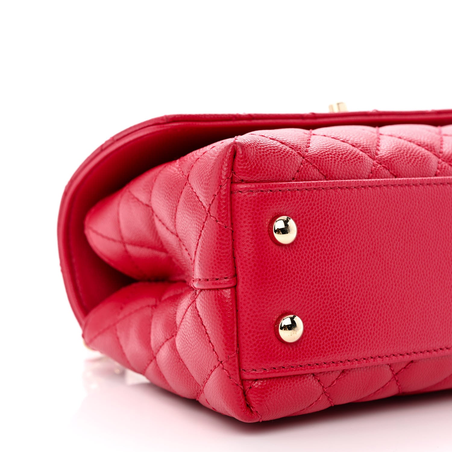 Chanel Caviar Lizard Embossed Quilted Mini Coco Handle Flap Dark Pink 9 of 10