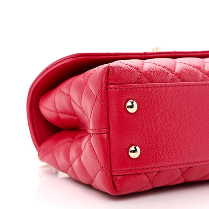 Chanel Caviar Lizard Embossed Quilted Mini Coco Handle Flap Dark Pink 9 of 10