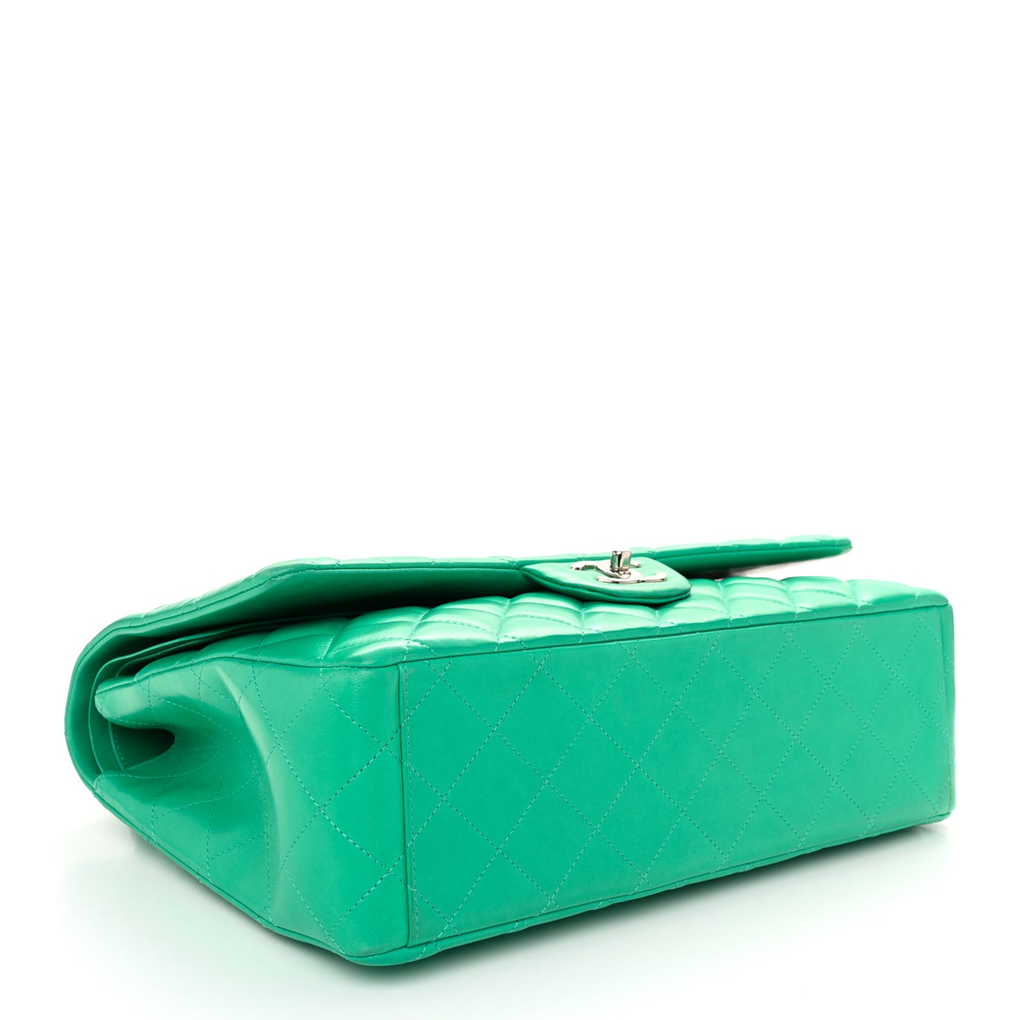 Lambskin Quilted Maxi Double Flap Green