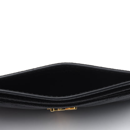 Saint Laurent Grain De Poudre Matelasse Chevron Monogram Credit Card Case Black 4 of 5