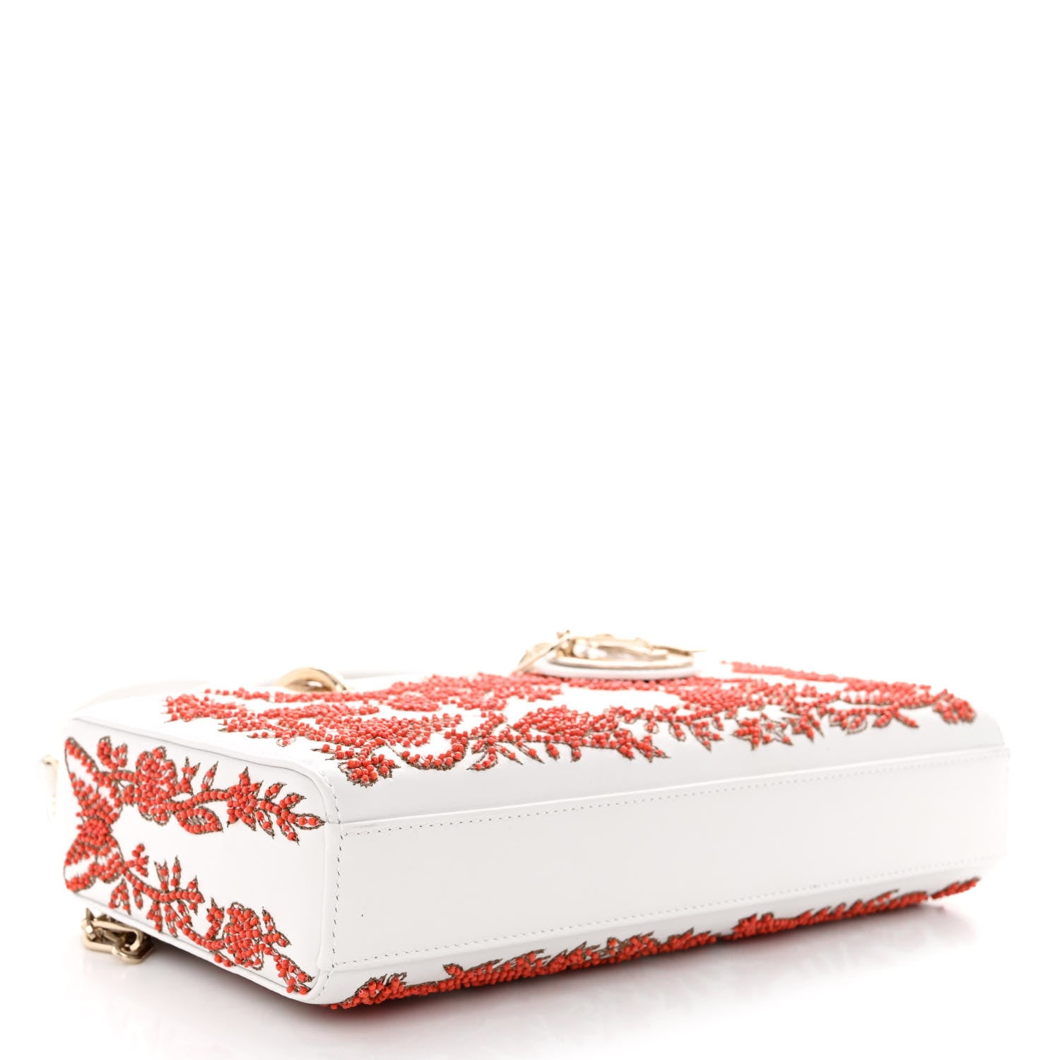Christian Dior Calfskin Bead Embroidered Ramage Butterfly Lady D-Joy White 4 of 9