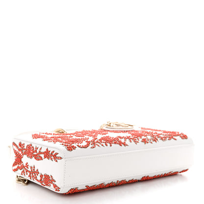 Christian Dior Calfskin Bead Embroidered Ramage Butterfly Lady D-Joy White 4 of 9