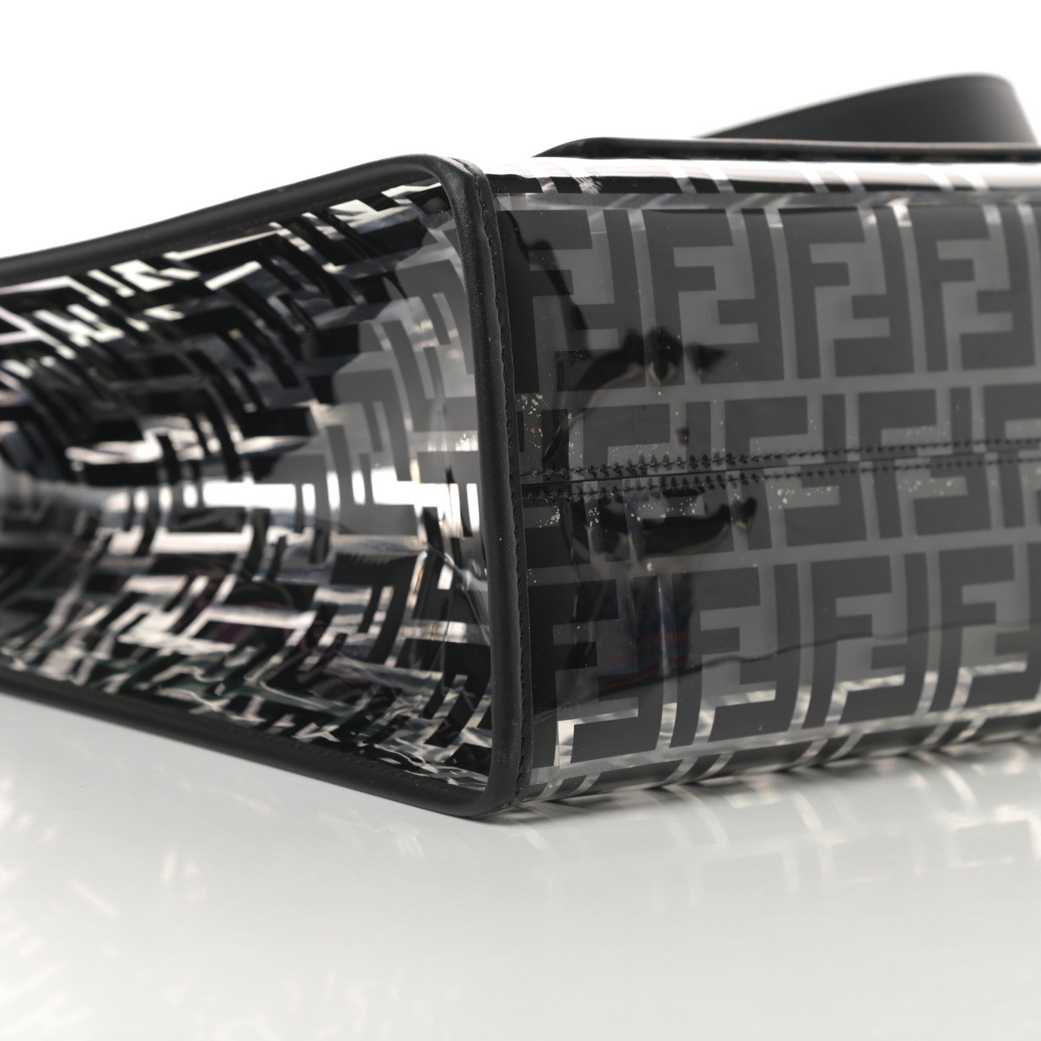 Fendi TPU FF Vitello Century Plexiglass Medium Runaway Shopper Tote Black 8 of 12