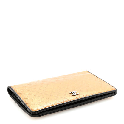Chanel Metallic Calfskin Diamond Embossed Yen Wallet Gold 4 of 8