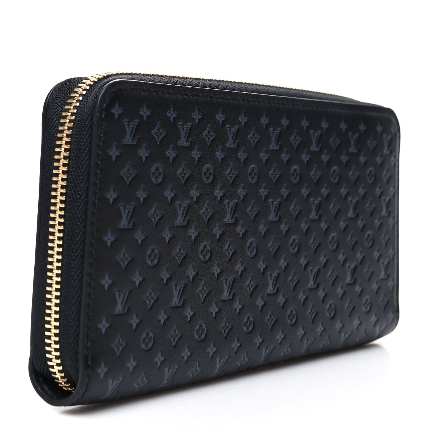 Louis Vuitton Calfskin Nanogram Zippy Wallet Black 3 of 7