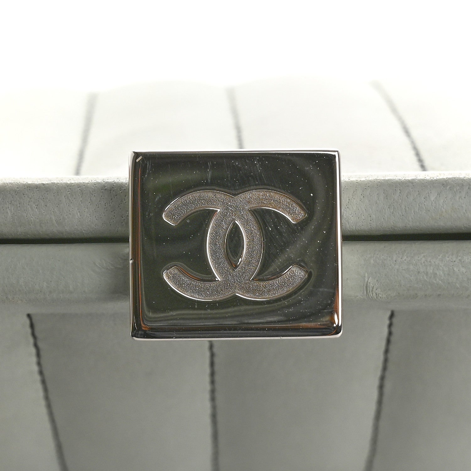 Chanel Lambskin Vertical Quilted Mademoiselle Clutch Light Green 8 of 12