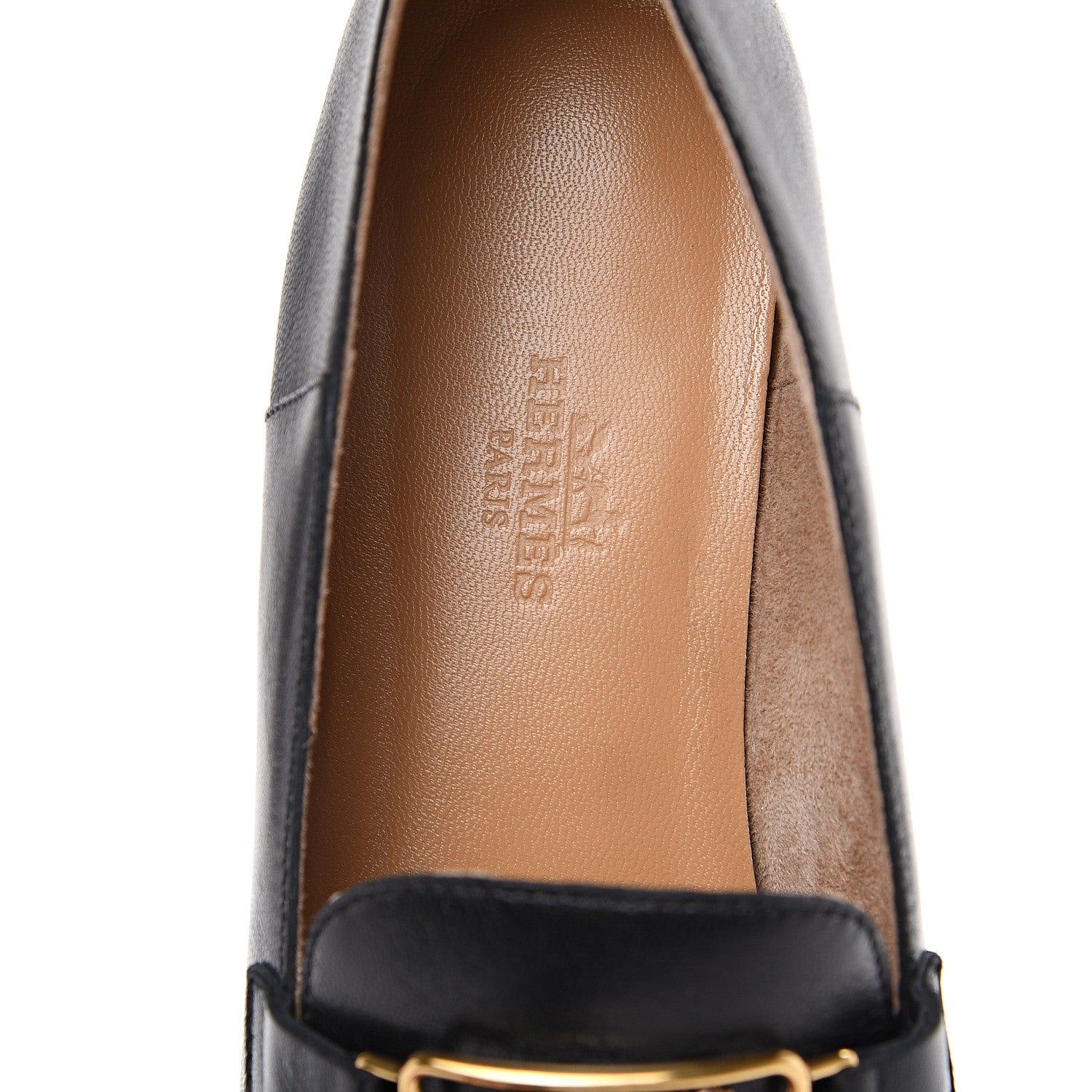 Hermes Supple Goatskin Womens Time Loafers 37 Black 7 of 10