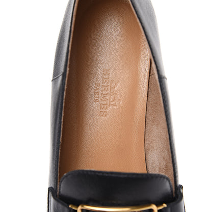 Hermes Supple Goatskin Womens Time Loafers 37 Black 7 of 10