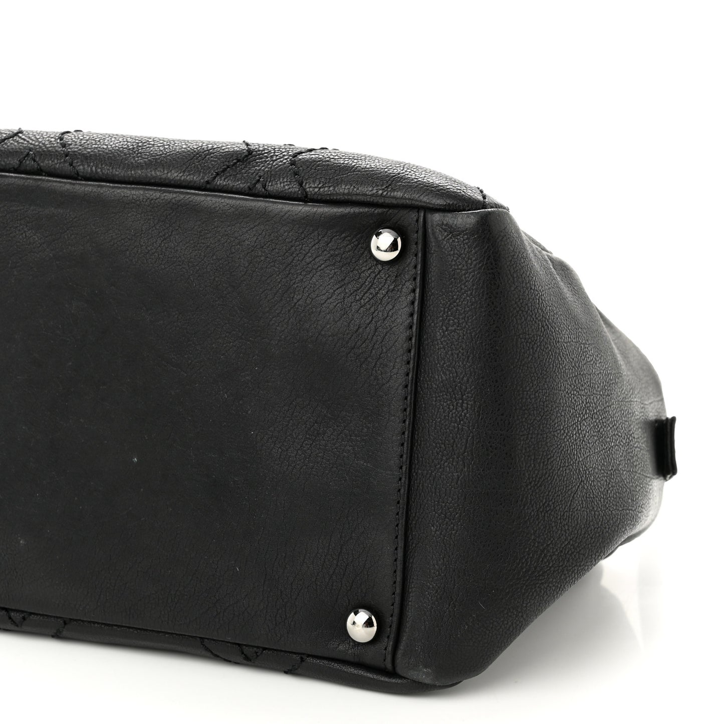 Calfskin Small Diamond Stitch Tote Black