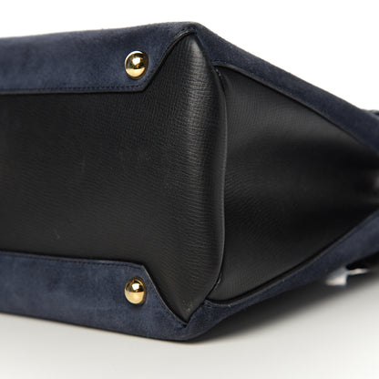 Burberry Suede House Check Medium Banner Tote Ink Blue 7 of 10