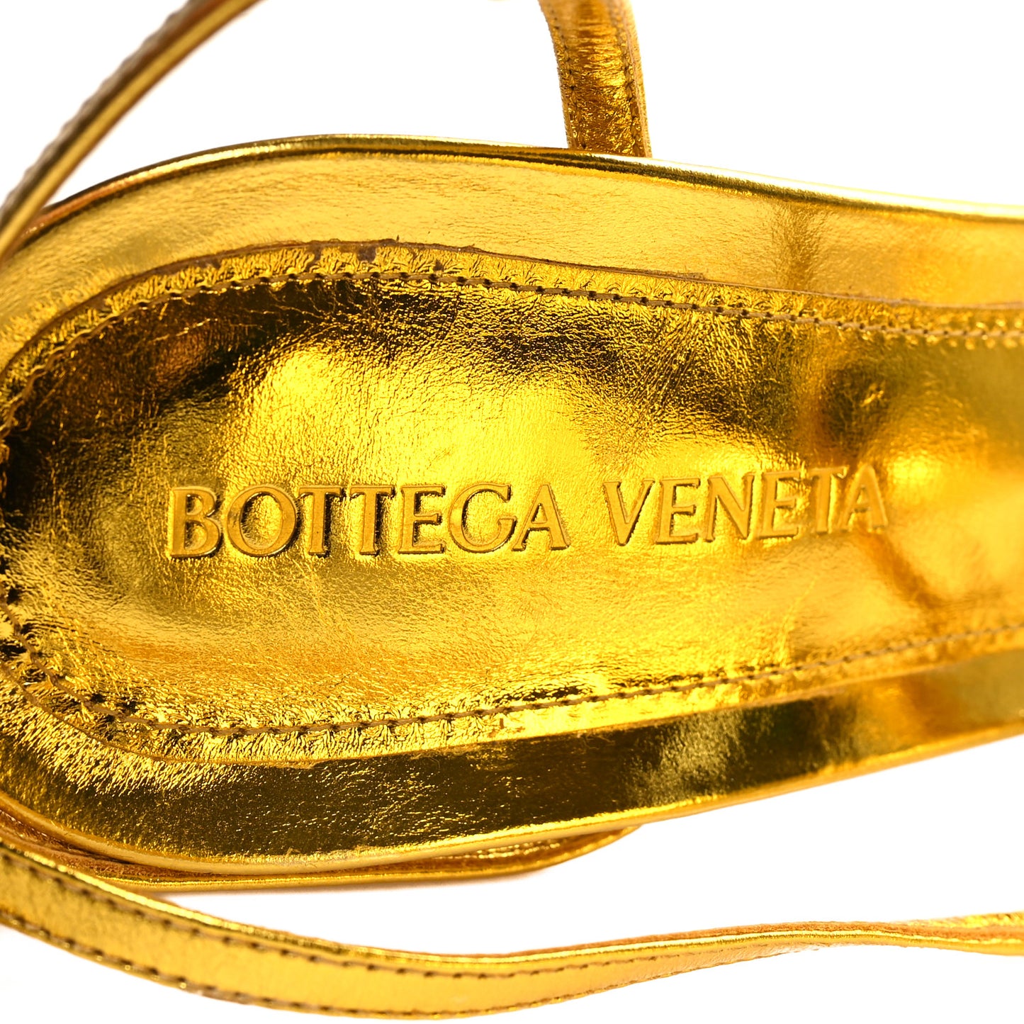 Laminated Calfskin The Line 90mm Sandals 39 Gold