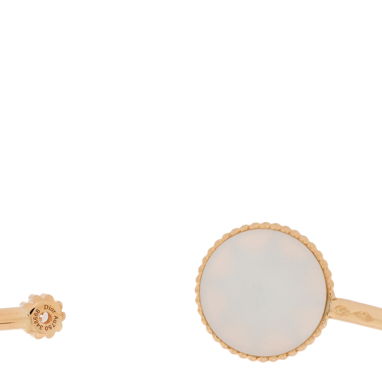 18K Yellow Gold Diamond Mother of Pearl Rose Des Vents Cuff Bracelet