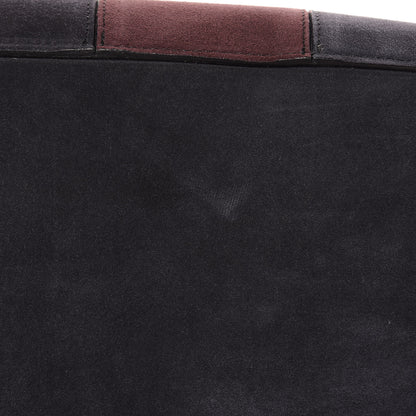 Burberry Suede Striped Large Orchard Bowling Bag Black Currant Plum 13 of 15