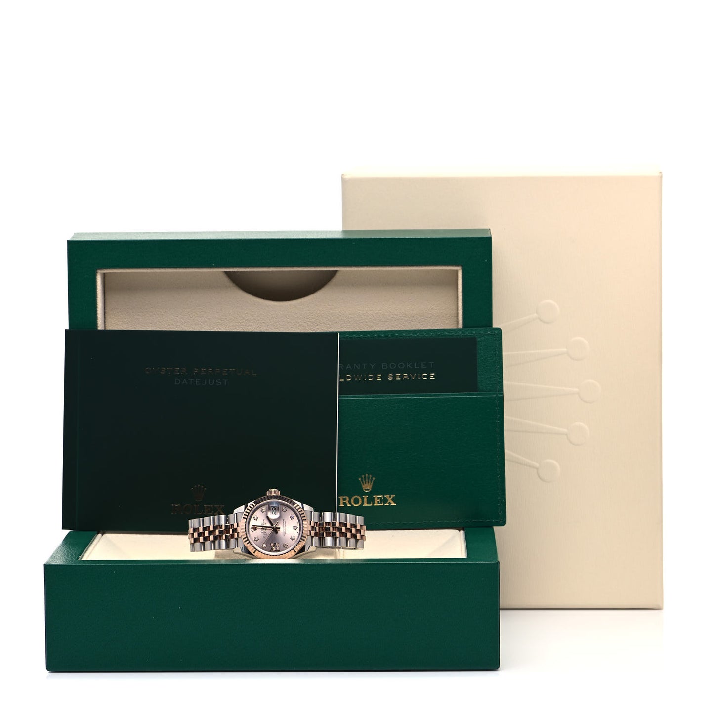 Stainless Steel 18K Everose Gold Diamond 28mm Oyster Perpetual Datejust Watch Sundust 279171