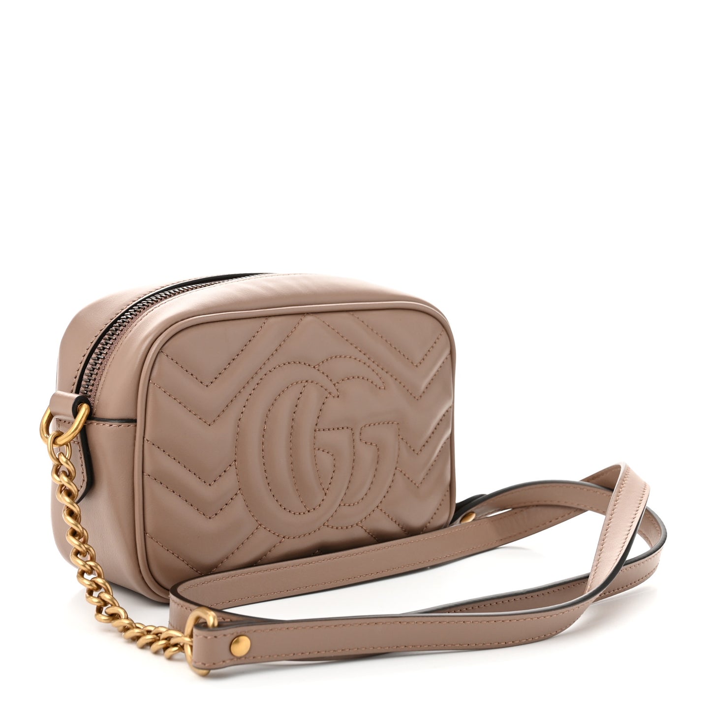 Calfskin Matelasse Mini GG Marmont Chain Shoulder Bag Porcelain Rose