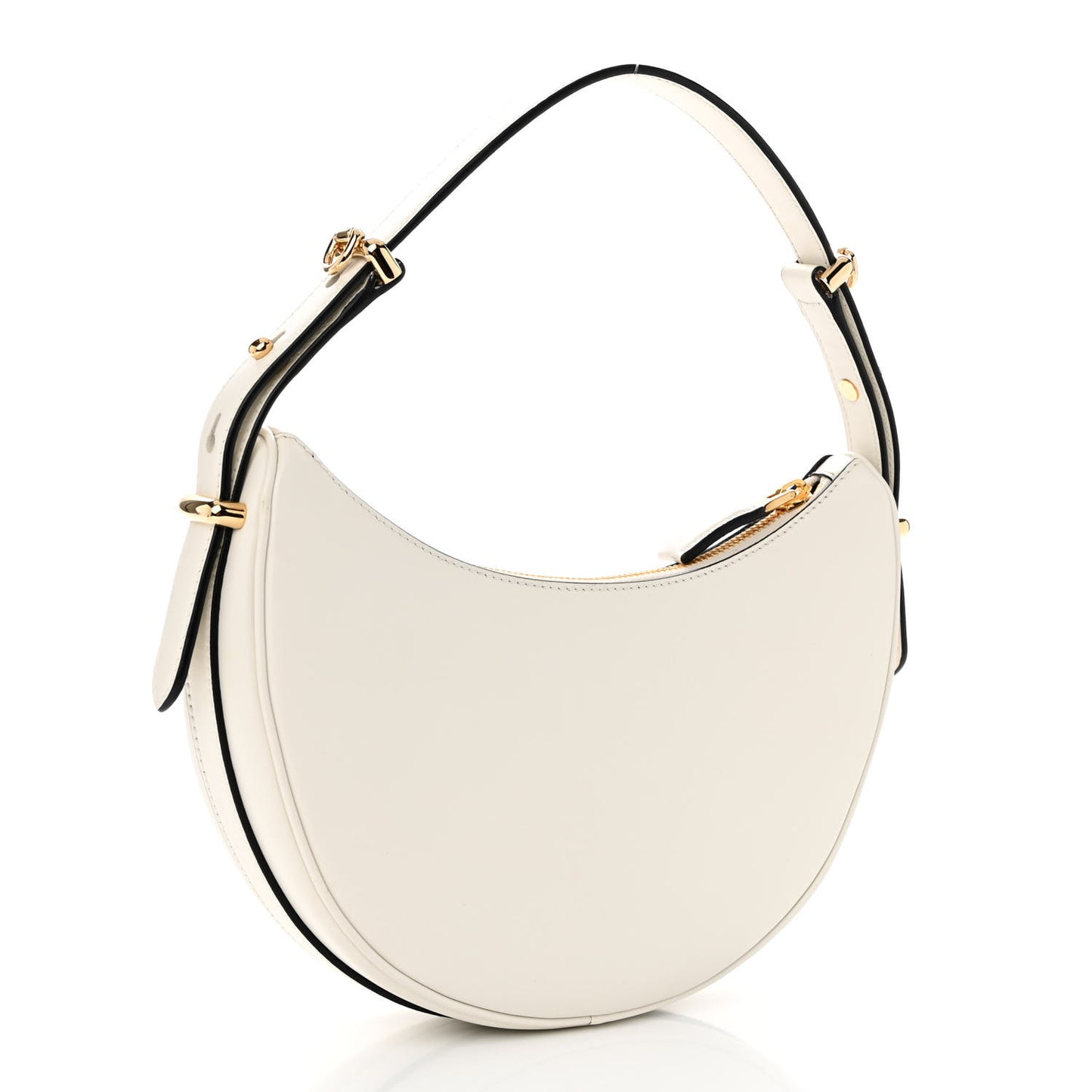 Soft Calfskin Arque Shoulder Bag White