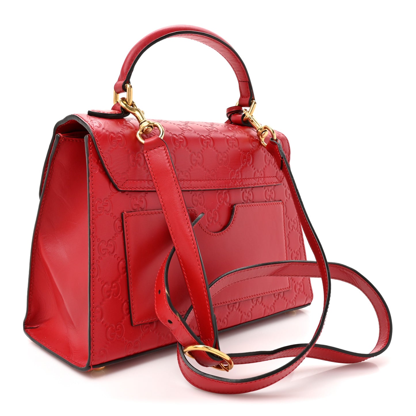 Guccissima Signature Small Padlock Top Handle Bag Hibiscus Red