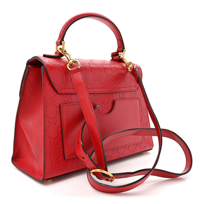Gucci Guccissima Signature Small Padlock Top Handle Bag Hibiscus Red 3 of 17