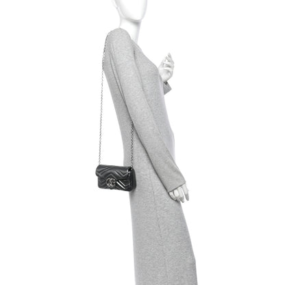 Gucci Metallic Lambskin Matelasse Mini GG Marmont Shoulder Bag  Piombo 2 of 10
