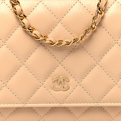 Chanel Caviar Quilted Wallet On Chain WOC Beige 9 of 12
