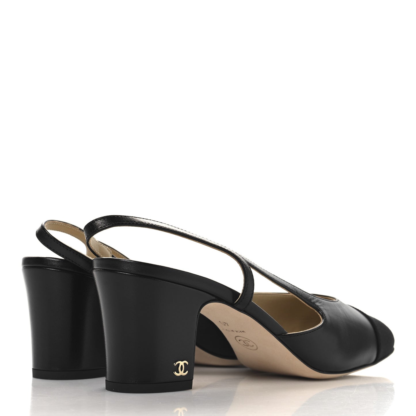 Goatskin Grosgrain Cap Toe CC Slingback Pumps 40 Black