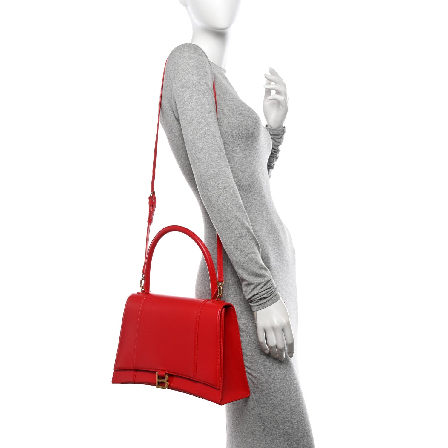 Balenciaga Shiny Box Calfskin Medium Hourglass Top Handle Bag Bright Red 2 of 14