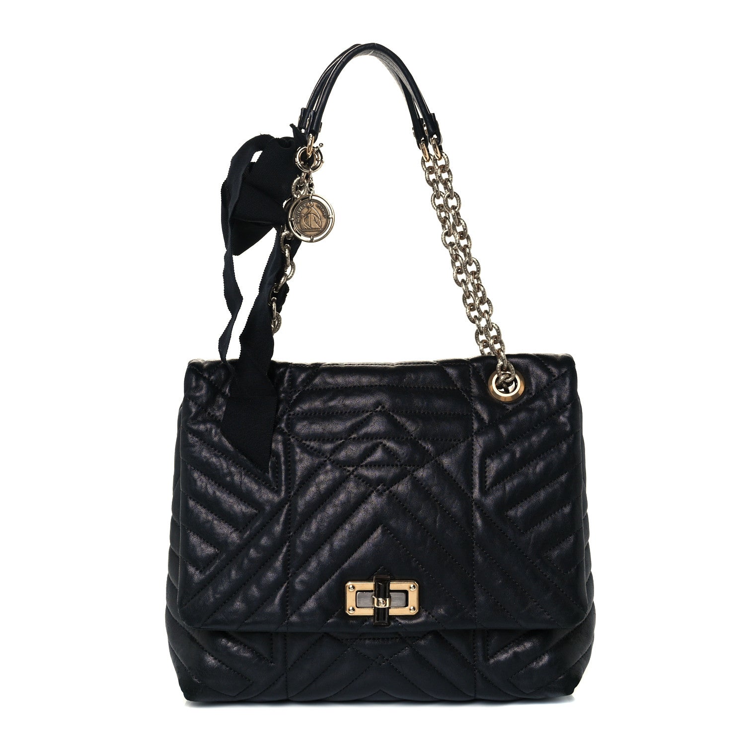 Lanvin Calfskin Quilted Medium Happy Shoulder Bag Black 1 of 9