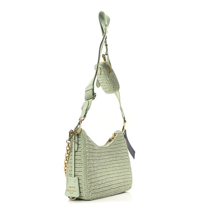 Prada Yarn Raffia Effect Crochet Re-Edition 2005 Shoulder Bag Acqua 3 of 11