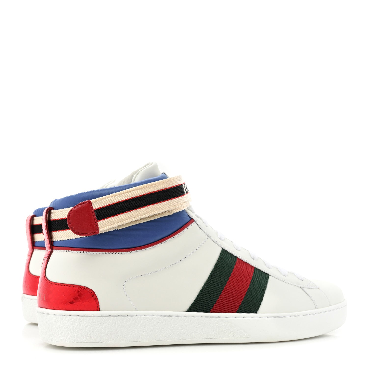 Gucci Calfskin Ayers Web Mens New Ace Stripe High Top Sneakers 9 White 5 of 10