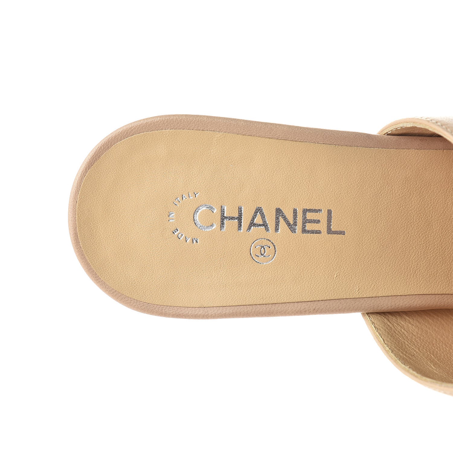 Chanel Lambskin Cap Toe CC Mules 36.5 Beige 8 of 13