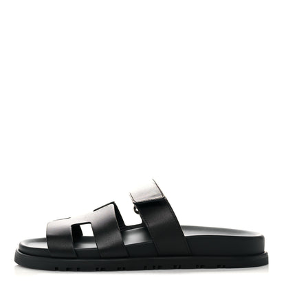 Hermes Calfskin Womens Chypre Sandals 38 Black 1 of 11
