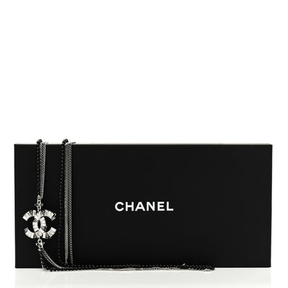 Chanel Metal Crystal Baguette Beaded CC Multi Strand Long Necklace Silver Black 6 of 6