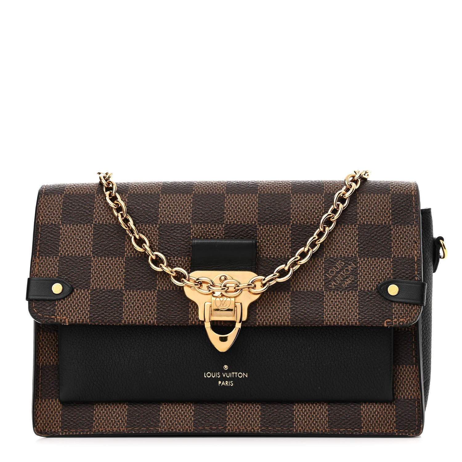 Louis Vuitton Damier Ebene Vavin Chain Wallet Black 1 of 11