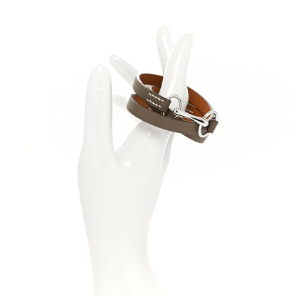 Hermes Swift Heritage Equestre Triple Tour Bracelet T2 Etoupe 2 of 5
