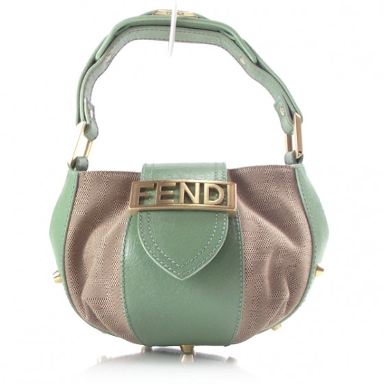 Fendi Canvas Leather Studded Hand Bag 1 of 12
