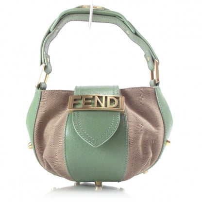 Fendi Canvas Leather Studded Hand Bag 1 of 12