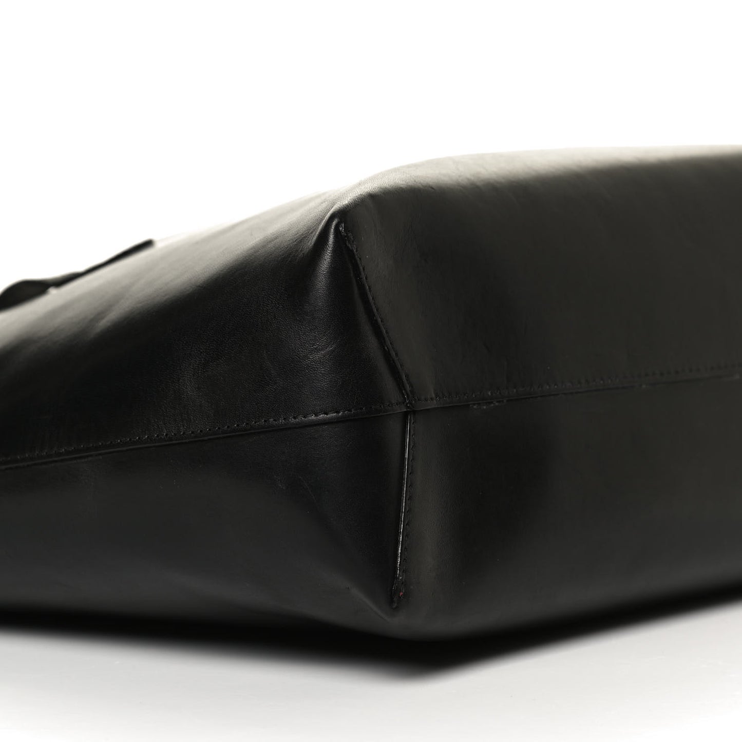 Calfskin Small Shopping Tote Black Flamma